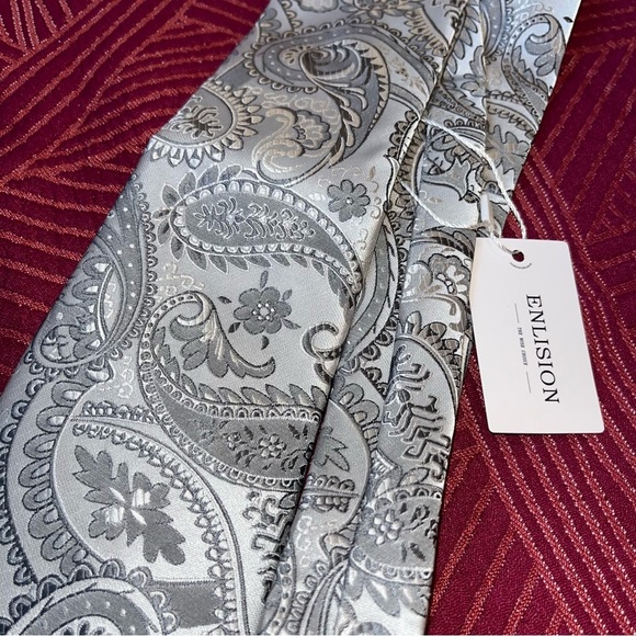 New nwt gray paisley Tie Enlision - Picture 3 of 4